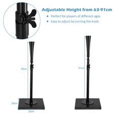 Adjustable Shock-absorbing Batting Tee with Rubber Topper for Baseball Practice