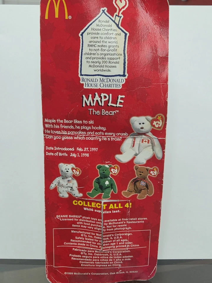 TY BEANIE BABY MAPLE THE BEAR VERY RARE ERRORS 1993 McDONALDS  - Image 3 of 4