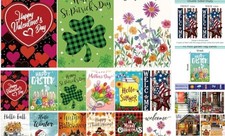 Seasonal Garden Flags Set of 12 Double Sided 12 x 18 Inch, Small Yard Flags