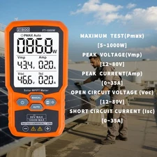 ZIBOO Solar MPPT Meter Photovoltaic Multimeter PV Module Power Tester FT-1000W