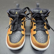 Jordan 1 Mid SE Metallic Gold Black White Toddler Sneakers DR6969-071 Size 7C