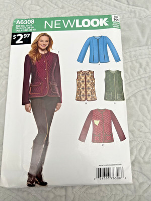 New Look Simplicity Pattern A6308 Size 10-22 Womens Top Jacket Vest