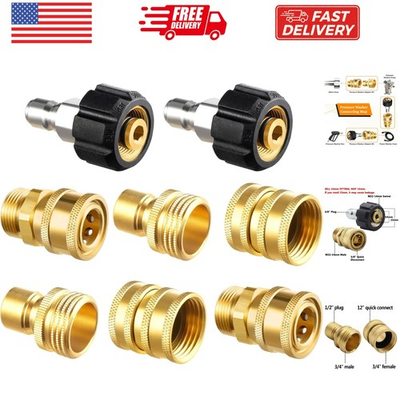 #ad Pressure Washer Adapter Set: M22 14mm amp; 3 8#x27;#x27; Quick Connect 8 Piece Kit $45.89