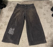 JNCO Rollin  Dark Grey 34x30 Baggy Skater Whale Corduroy Pants Y2K