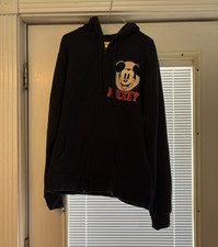 Disney Mickey Mouse Men's Black Graphic Full Zip Fleece Hoodie Pockets L