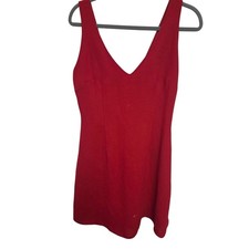 90s Vintage Nicole Miller New York Red V-Neck Dress Sleeveless Party Cocktail