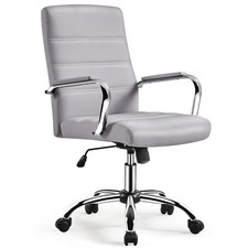Home Office Chair Pu Leather Computer Desk Chair w/ Arms Back Support Work Study