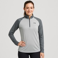 EUC Under Armour Womens HeatGear 1/4-Zip Pullover Medium Gray/Charcoal W63