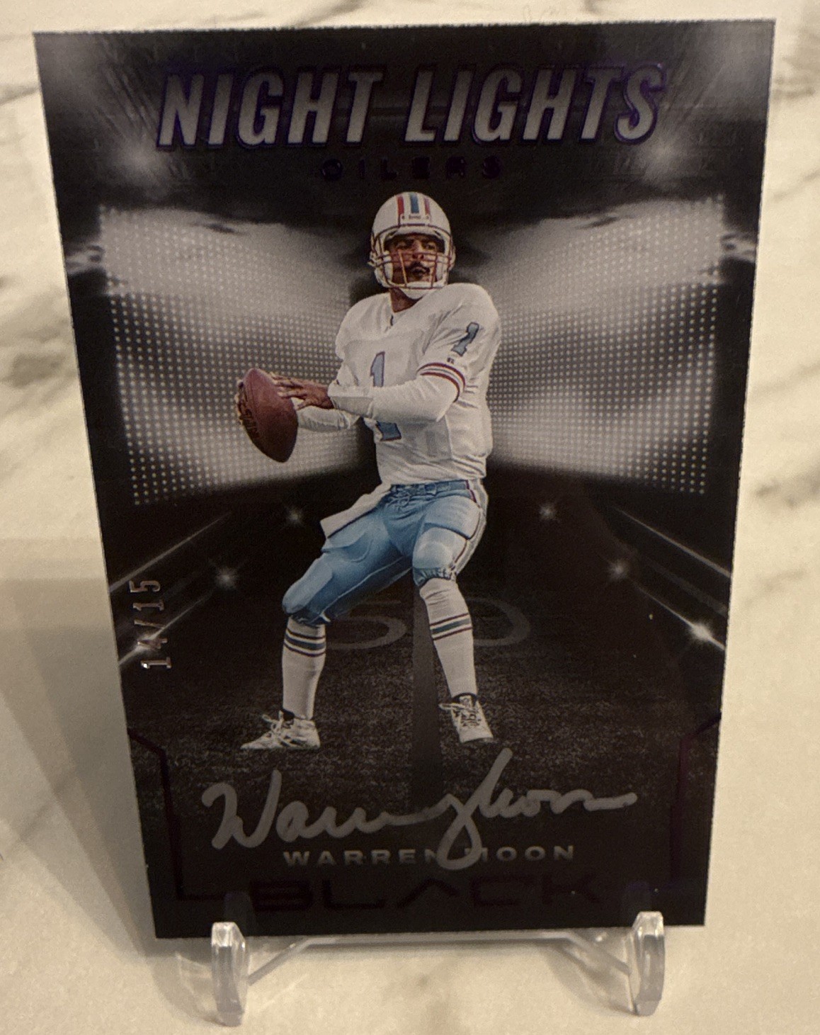 Panini 2023 Black Warren Moon Night Lights Signatures Royal Auto /15 NLS-WM