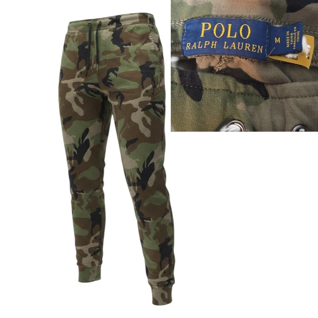 Polo Ralph Lauren Joggers Men Size M Camo Woodland Print Sweatpants Drawstring