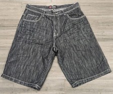 Y2K SOUTHPOLE Denim Jean Shorts Men's Size 38 Fits 36 - 2000s Baggy Jorts Black