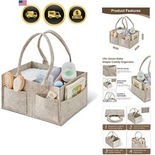 Upgraded Baby Diaper Caddy Organizer, Portable Nursery Storage Bin with Handl...
