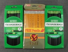Eagle No. 2 Yellow Wood Pencils Made in USA Ticonderoga HB No. 2 ~ Lot of 38