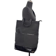Beis Black Convertible Backpack Croc Embossed Leather Crossbody Travel Bag