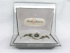 MID-CENTURY 1950'S 10K WHITE GOLD FILL HAMILTON WATCH W/ ATOMIC BOX, RUNNING!