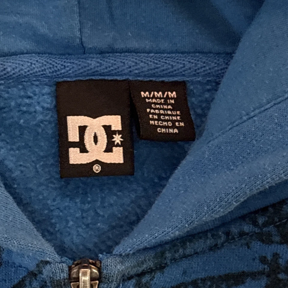 DC Shoes Hoodie Mens Medium Blue Full Zip y2k skater - Image 4 of 4