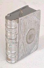 Edwardian Double Sided Silver Plate Vesta And Stamp Case In Form Of A Book
