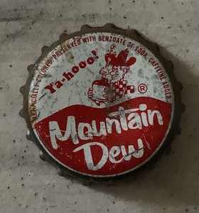 MOUNTAIN DEW Hillbilly YA-HOOO 1960s Vintage Cork Bottle Cap