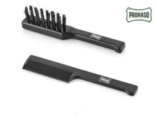 PRORASO Mustache grooming Comb & Beard Hair Brush Travel Made in Italy 2PC SET