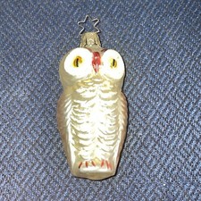 VTG Inge Glas Owl Bird Blown Glass German Christmas Ornament