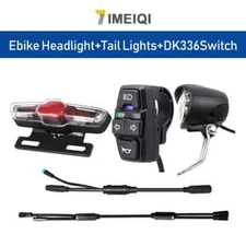 Ebike Waterproof Front Rear Light Set 36V/48V Switch Cable for 8/9pin Controller