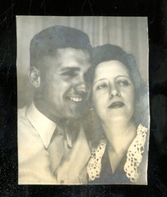 Vintage Photo Booth Photo MAN and WOMAN GAZE OFF TO THE SIDE 1940's