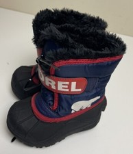 NEW Sorel Snow Commander Winter Boots Black Blue Red Little Kids Size 6