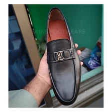 Handcrafted Bespoke Premium Quality Soft Black Leather Slip on Loafer Dress Shoe