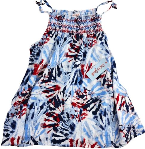 4th of July USA Girls TIE-DYE Dress 14/16 Red White Blue Cat Jack Americana NEW!