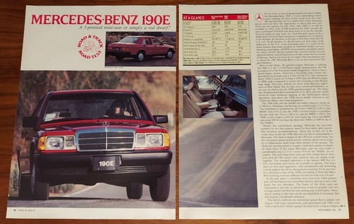 MERCEDES-BENZ 190E 2.3 MAGAZINE PRINT ARTICLE ROAD & TRACK ROAD TEST