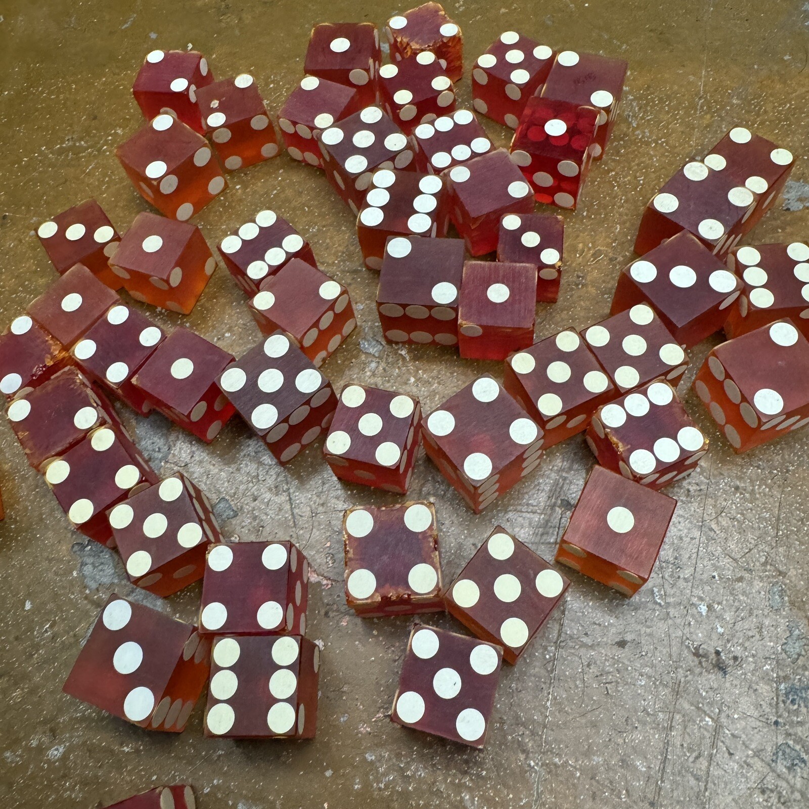 Vintage Casino Red Dice Lot Of 49
