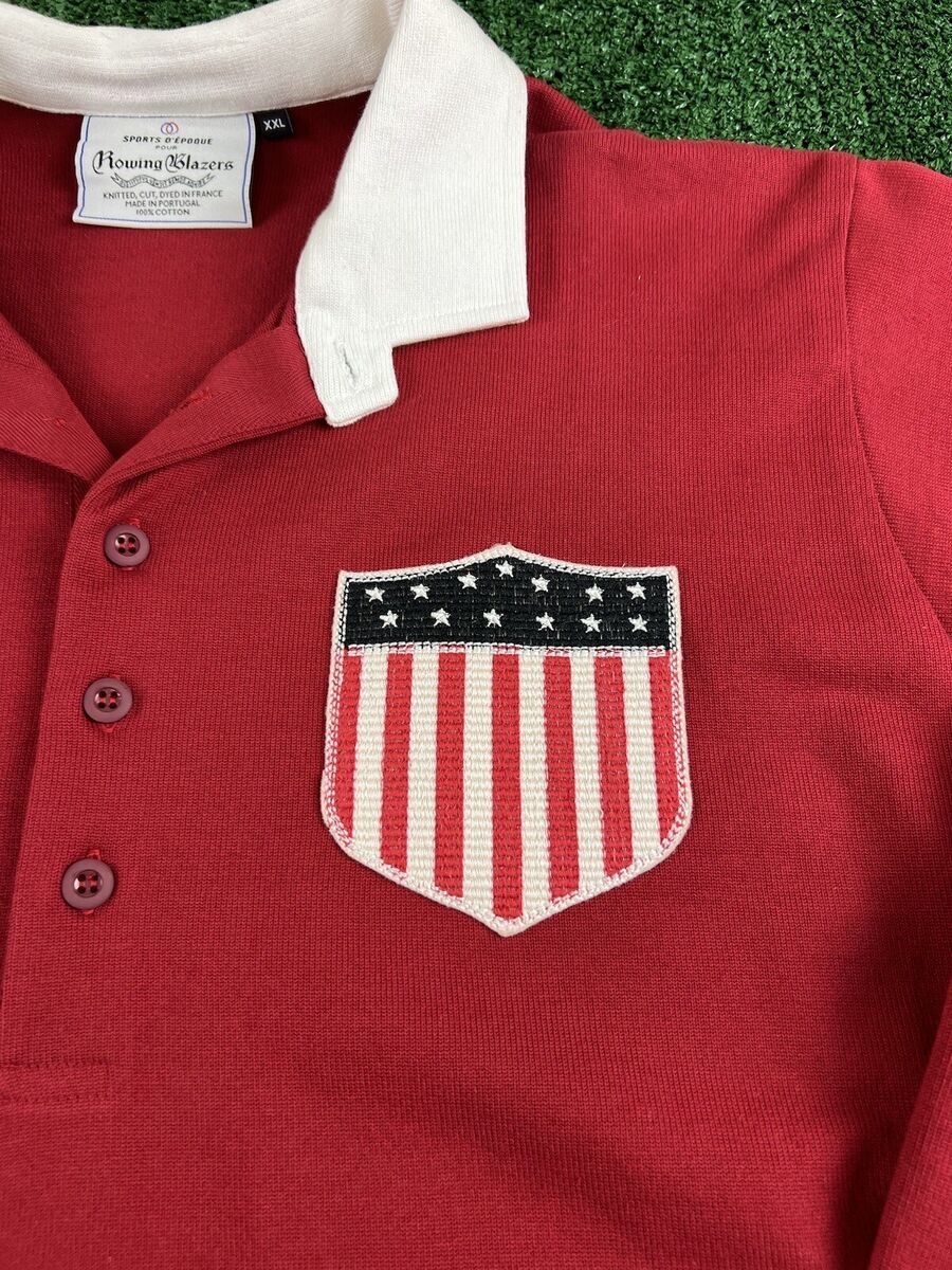 Vintage Sports D’Epoque Rowing Blazers Men’s XXL Red USA Rugby Shirt EUC