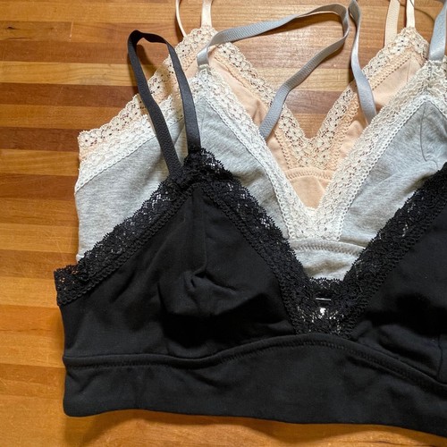 Jenni on Repeat Wide Lace Bralette, set of 3 black/tan/grey medium - Picture 9 of 10