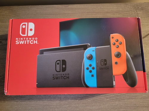 Brand New - Nintendo Switch HAC-00(-01) 32GB Handheld Console - Neon Red/Blue - Afbeelding 1 van 3