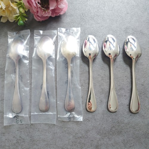 Christofle Perles 6pcs Silverplate Flatware Demitasse Spoon Excellent - Picture 10 of 19