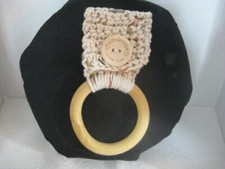 Crochet Kitchen Towel Wood Ring Holder   Gift Idea
