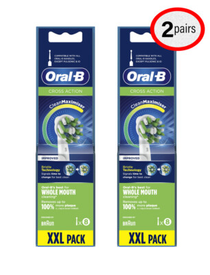 2 Pairs of 8 Pack Oral-B Crossaction Toothbrush Heads