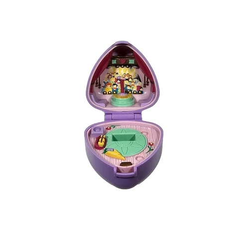 Vintage 1991 Polly Pocket Piano Recital Purple Heart Compact Blue Bird Toys