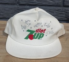 Vintage Diet 7UP 7-UP Snapback Hat Cap Made In USA K-Products White Hat