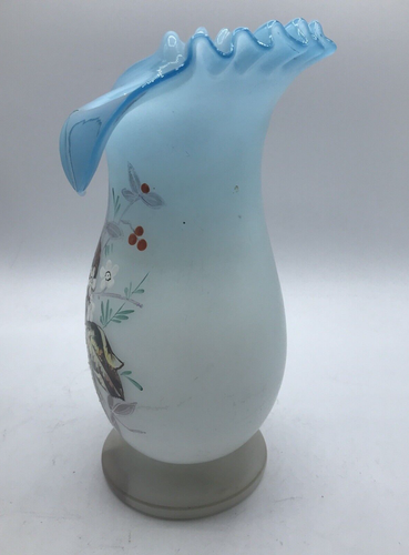 Bristol handblown glass Ruffled Collared Vase hand painted UNIQUE - Picture 6 of 15