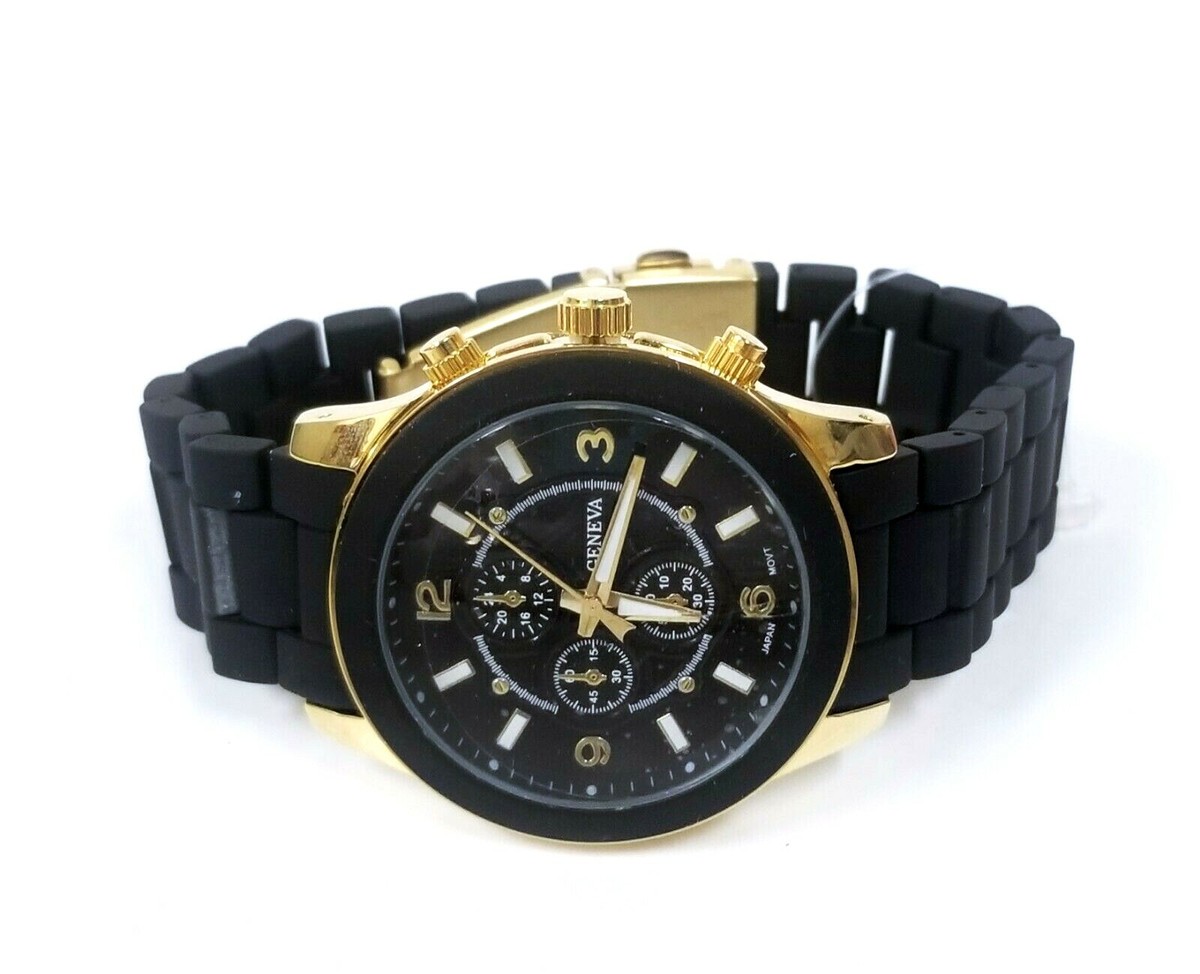 Geneva Gold and Black Braided Watch Vintage Geneva 14k Yellow Gold Diamond Watch: Braided  main image 4