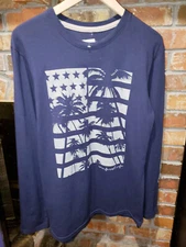 RAINFOREST CAFE-M-Navy with Silver Flag & Palm Scene- ORLANDO  on Long Sleeve