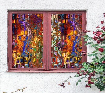 3D Farb Textur B219 Fenster Folie Druck Aufkleber haften Buntglas UV Block Amy