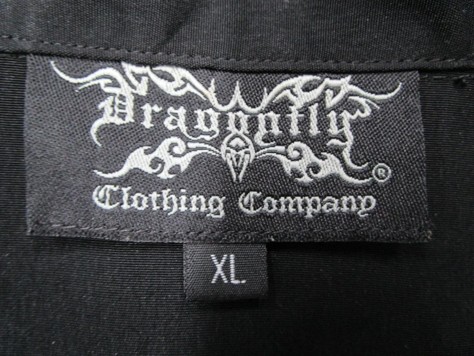 Camisa masculina vintage libélula extra grande preta com botões caveira havaiana retrô - Imagem 3 de 4