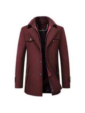 Cappotto Corto Giacca Elegante Moda Uomo Slim Fit Rosso Bottoni 071452