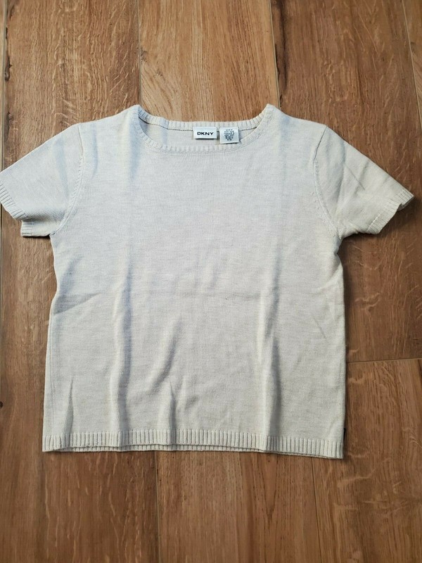 DKNY Girls Short Sleeved Brown Sweater Top Size Medium (10)