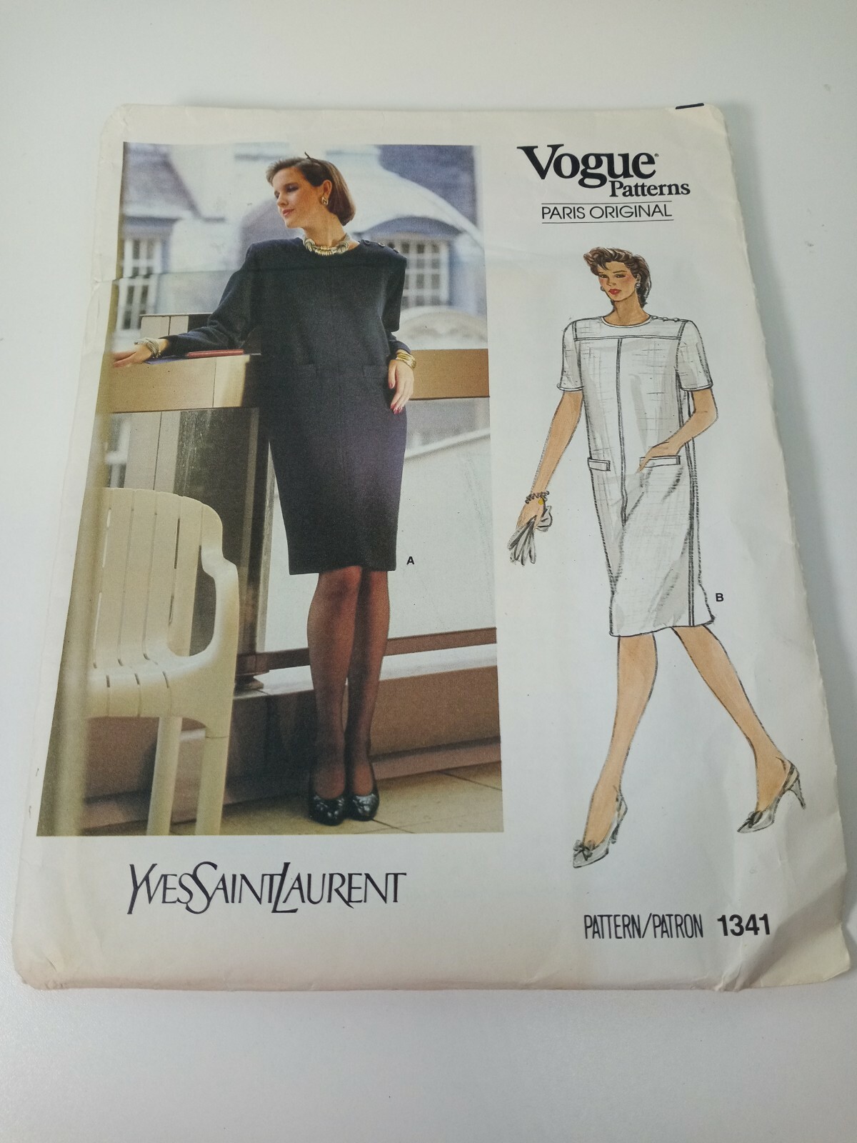 Abito NOS Vintage Modelli Vogue Parigi Originale Yves Saint Laurent 1341 Taglia 8