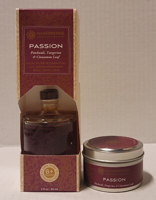 RareEssence Passion Oil Aromatherapy Reed Diffuser & Passion Candle