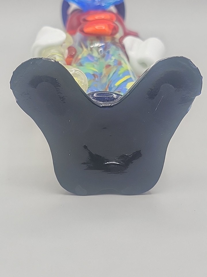 Hand Blown Glass Clown Bow Tie Top Hat 9.5" Swirl Colors Inside Big