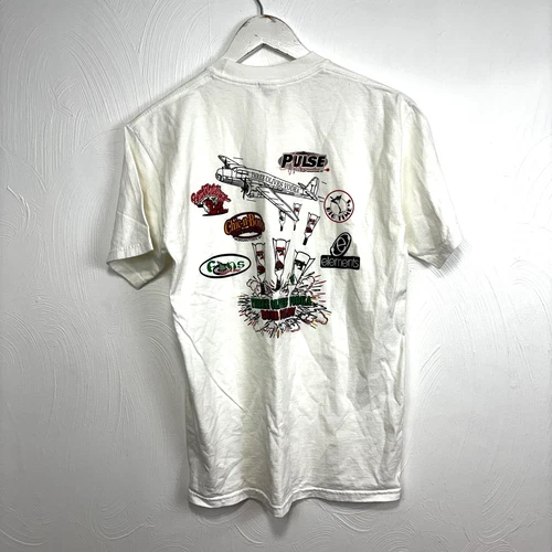 Vintage Three Olives Vodka T-Shirt Russell Athletic Short Sleeve White Tee Mens